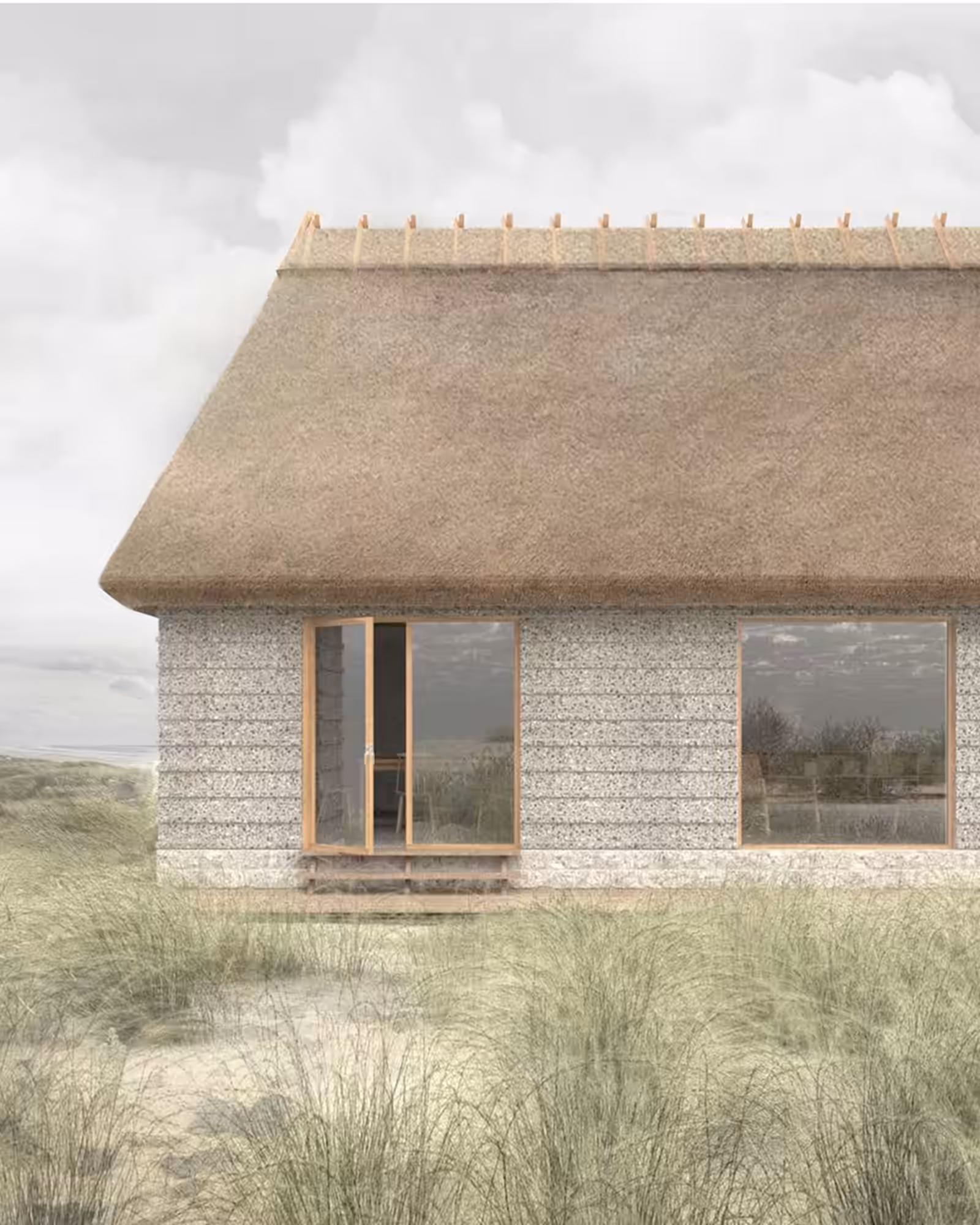 Eksempel på betonsten i fuld facade