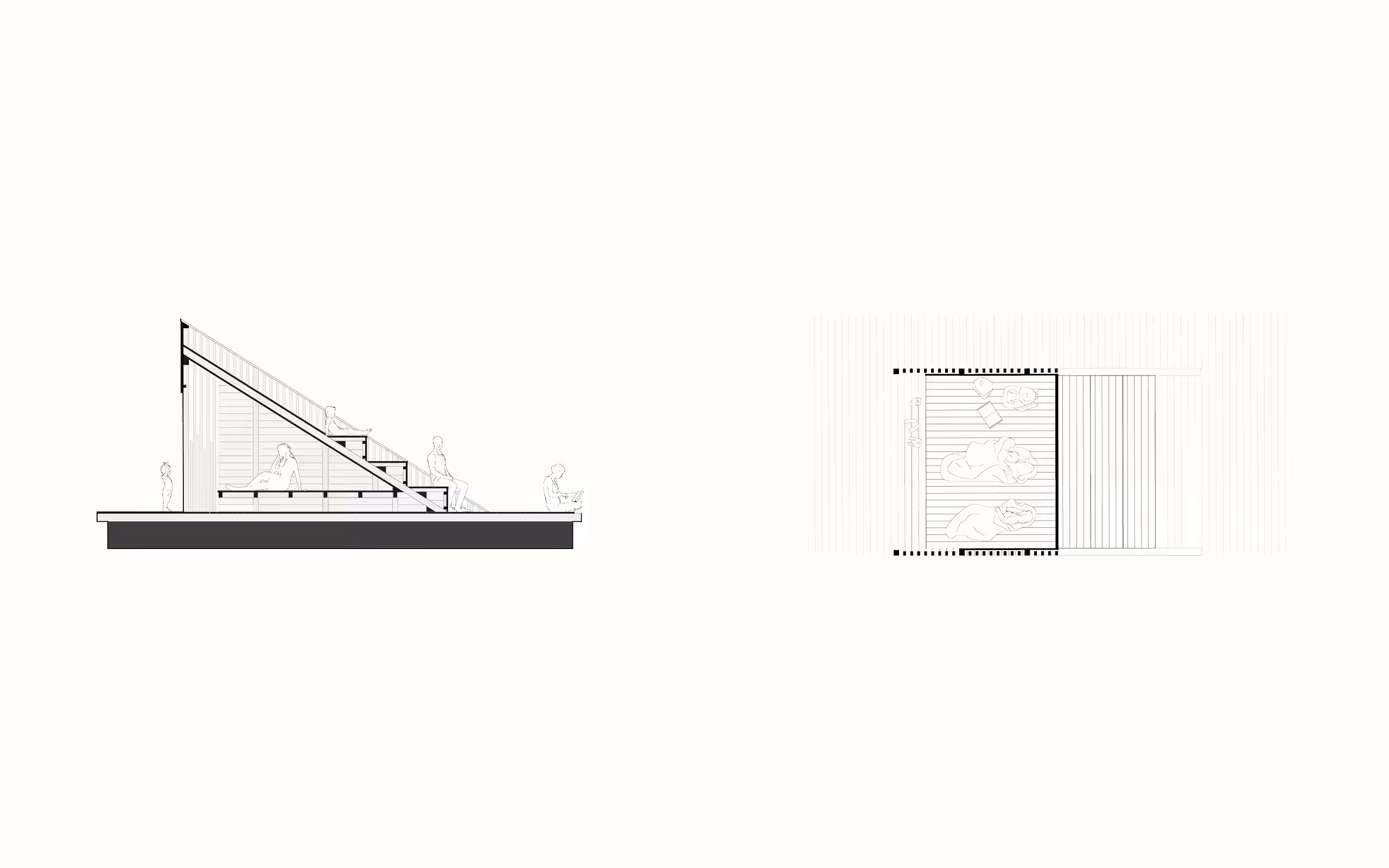 Shelter snit og plan 1:150